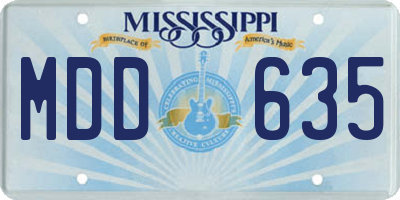 MS license plate MDD635