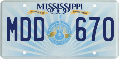 MS license plate MDD670
