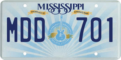 MS license plate MDD701