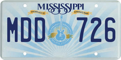 MS license plate MDD726