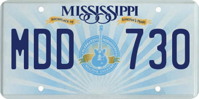 MS license plate MDD730