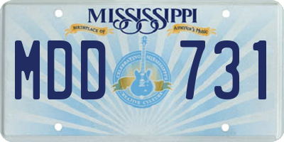 MS license plate MDD731
