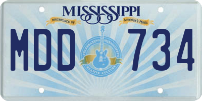 MS license plate MDD734