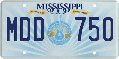 MS license plate MDD750