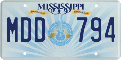 MS license plate MDD794