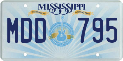 MS license plate MDD795
