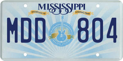 MS license plate MDD804