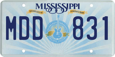 MS license plate MDD831