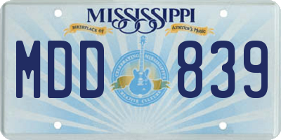 MS license plate MDD839