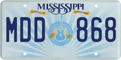 MS license plate MDD868