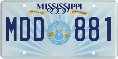 MS license plate MDD881