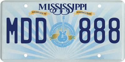 MS license plate MDD888