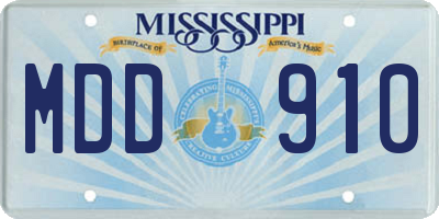 MS license plate MDD910
