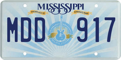 MS license plate MDD917