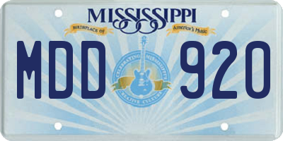 MS license plate MDD920