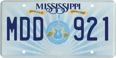 MS license plate MDD921