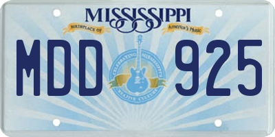 MS license plate MDD925