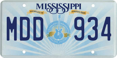 MS license plate MDD934