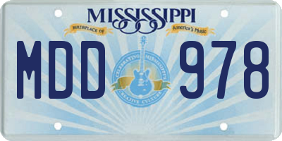 MS license plate MDD978