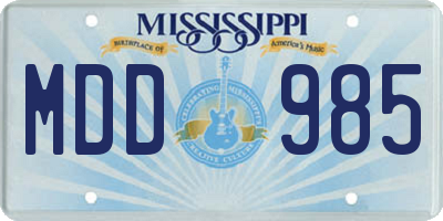 MS license plate MDD985
