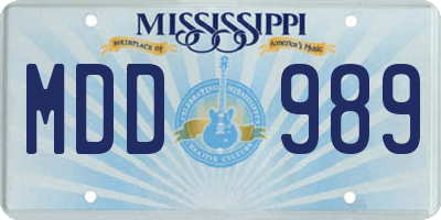 MS license plate MDD989