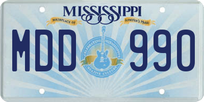 MS license plate MDD990
