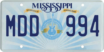 MS license plate MDD994