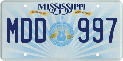 MS license plate MDD997