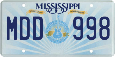 MS license plate MDD998