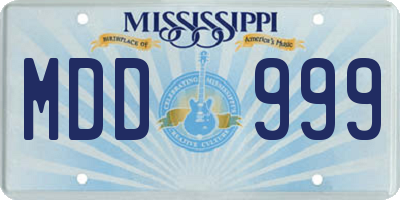MS license plate MDD999