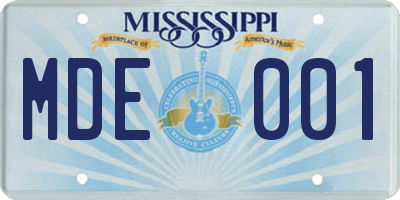 MS license plate MDE001