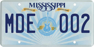 MS license plate MDE002