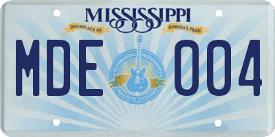 MS license plate MDE004