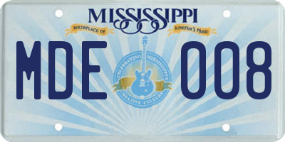 MS license plate MDE008