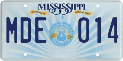 MS license plate MDE014