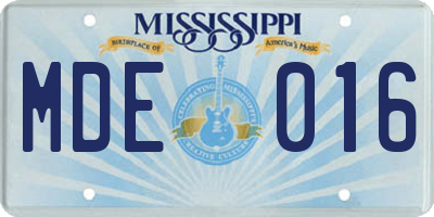 MS license plate MDE016