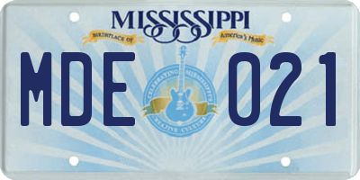 MS license plate MDE021