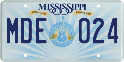 MS license plate MDE024