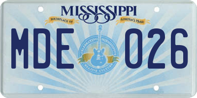 MS license plate MDE026
