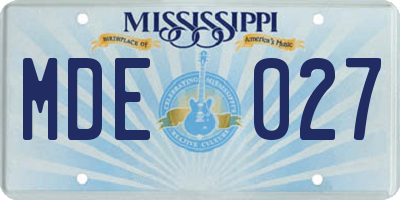 MS license plate MDE027