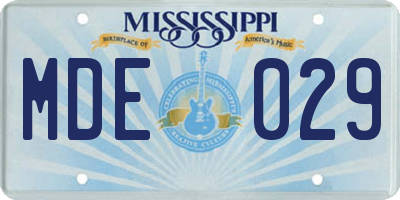MS license plate MDE029