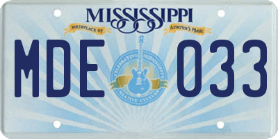 MS license plate MDE033