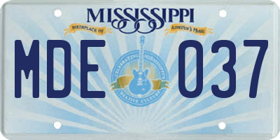 MS license plate MDE037