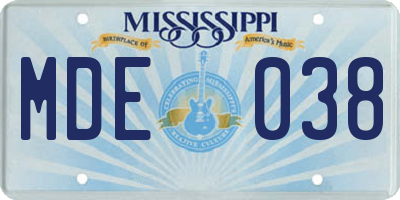 MS license plate MDE038