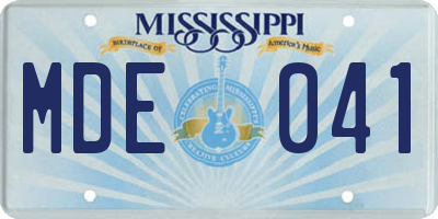 MS license plate MDE041