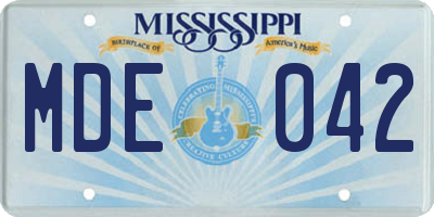 MS license plate MDE042