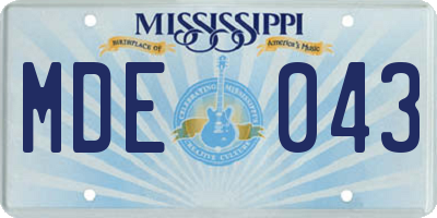 MS license plate MDE043