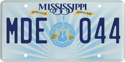MS license plate MDE044