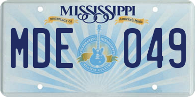 MS license plate MDE049
