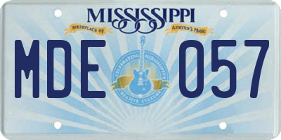 MS license plate MDE057